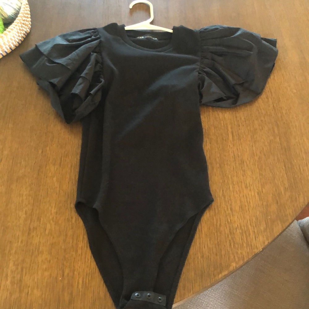 Zara ruffled body suit.